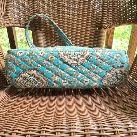 Vera Bradley TOTALLY TURQ  Shoulder Bag Tote Zip Top Purse Turquoise Paisley - Picture 3 of 14